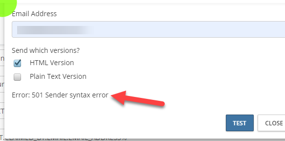 syntax error email address